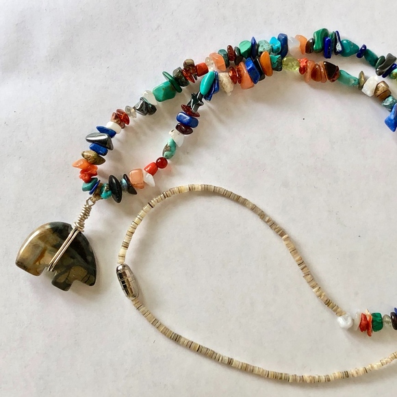 Southwestern Jasper Bear Pendant Necklace - Picture 3 of 8